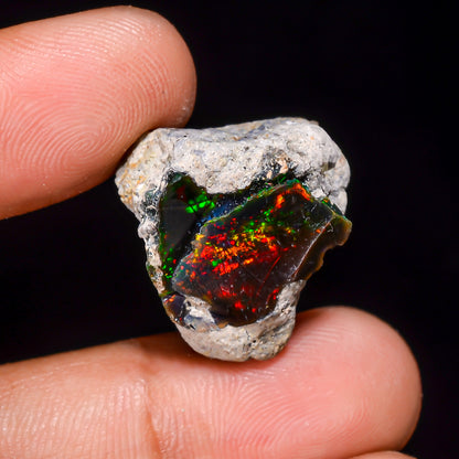 Black Opal 18.5 Carats | Natural Black Ethiopian Opal Rough - Ready for Cutting & Jewelry