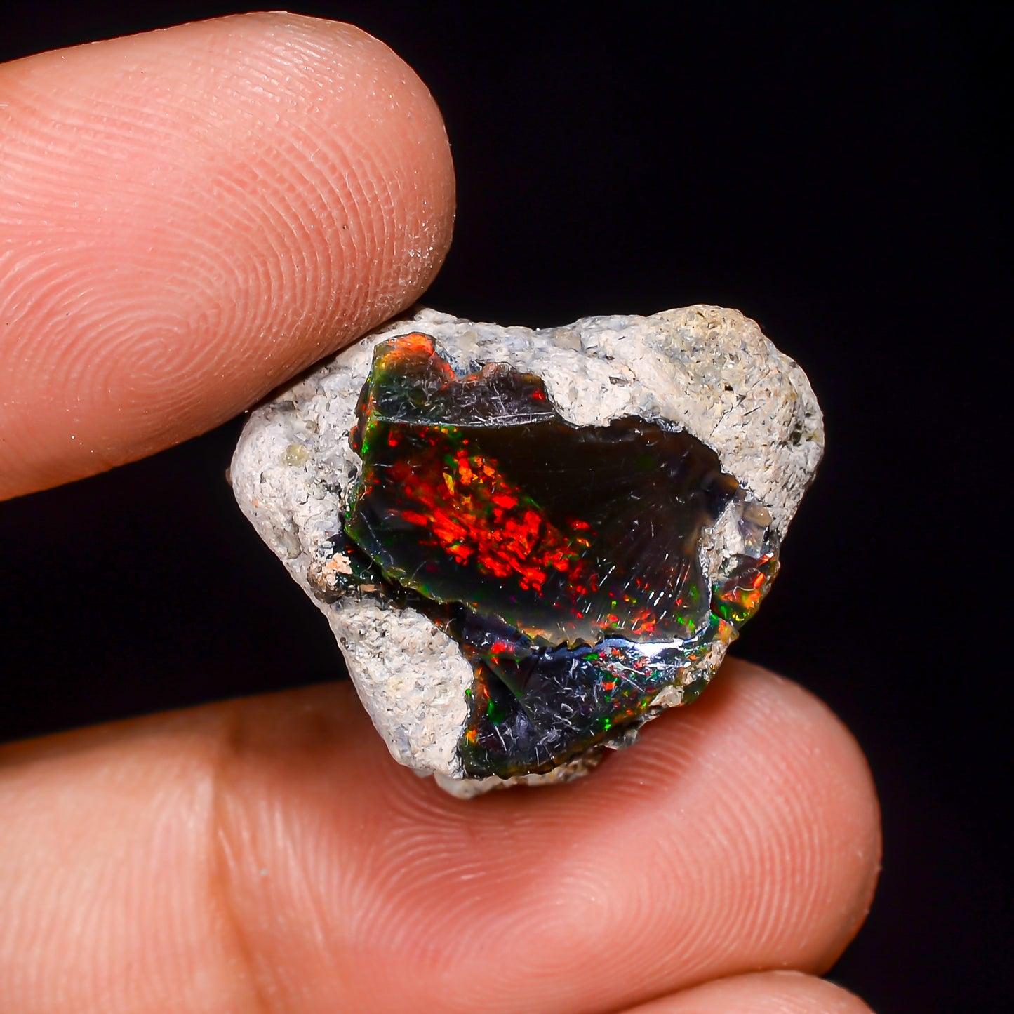 Black Opal 18.5 Carats | Natural Black Ethiopian Opal Rough - Ready for Cutting & Jewelry