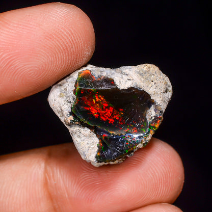 Black Opal 18.5 Carats | Natural Black Ethiopian Opal Rough - Ready for Cutting & Jewelry