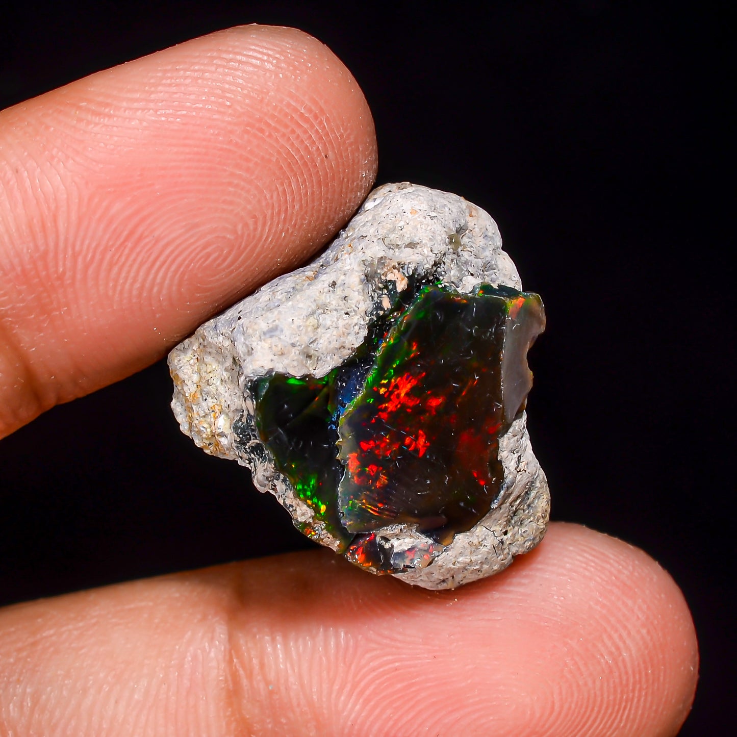 Black Opal 18.5 Carats | Natural Black Ethiopian Opal Rough - Ready for Cutting & Jewelry