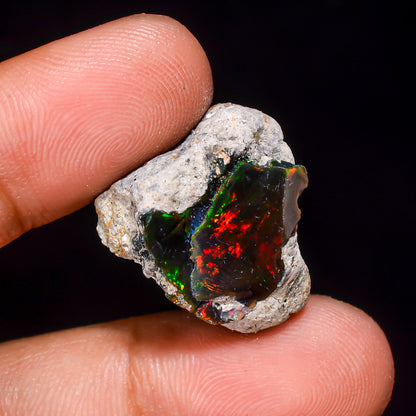 Black Opal 18.5 Carats | Natural Black Ethiopian Opal Rough - Ready for Cutting & Jewelry