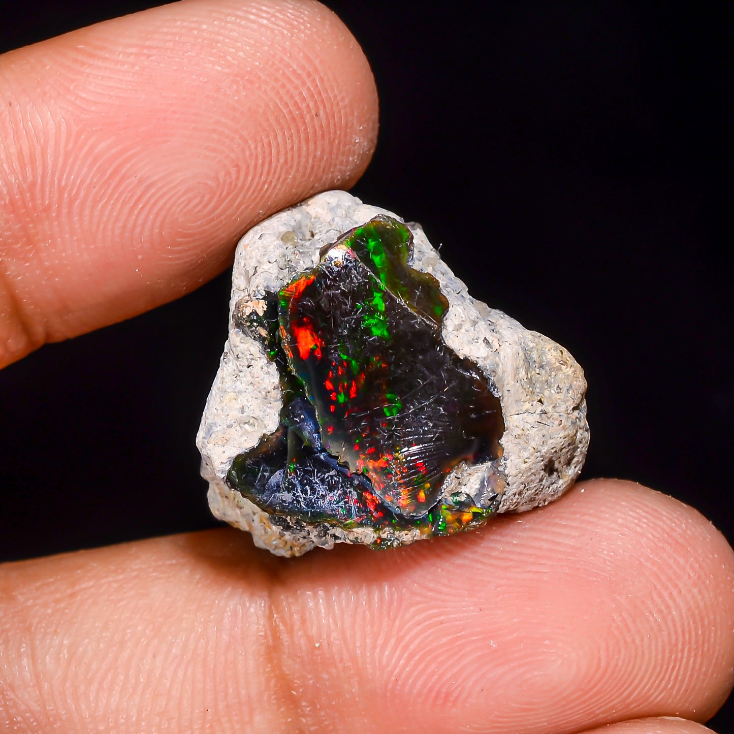 Black Opal 18.5 Carats | Natural Black Ethiopian Opal Rough - Ready for Cutting & Jewelry