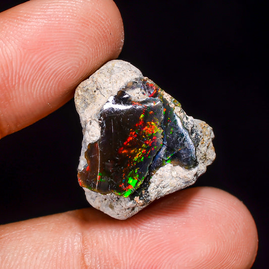 Black Opal 18.5 Carats | Natural Black Ethiopian Opal Rough - Ready for Cutting & Jewelry