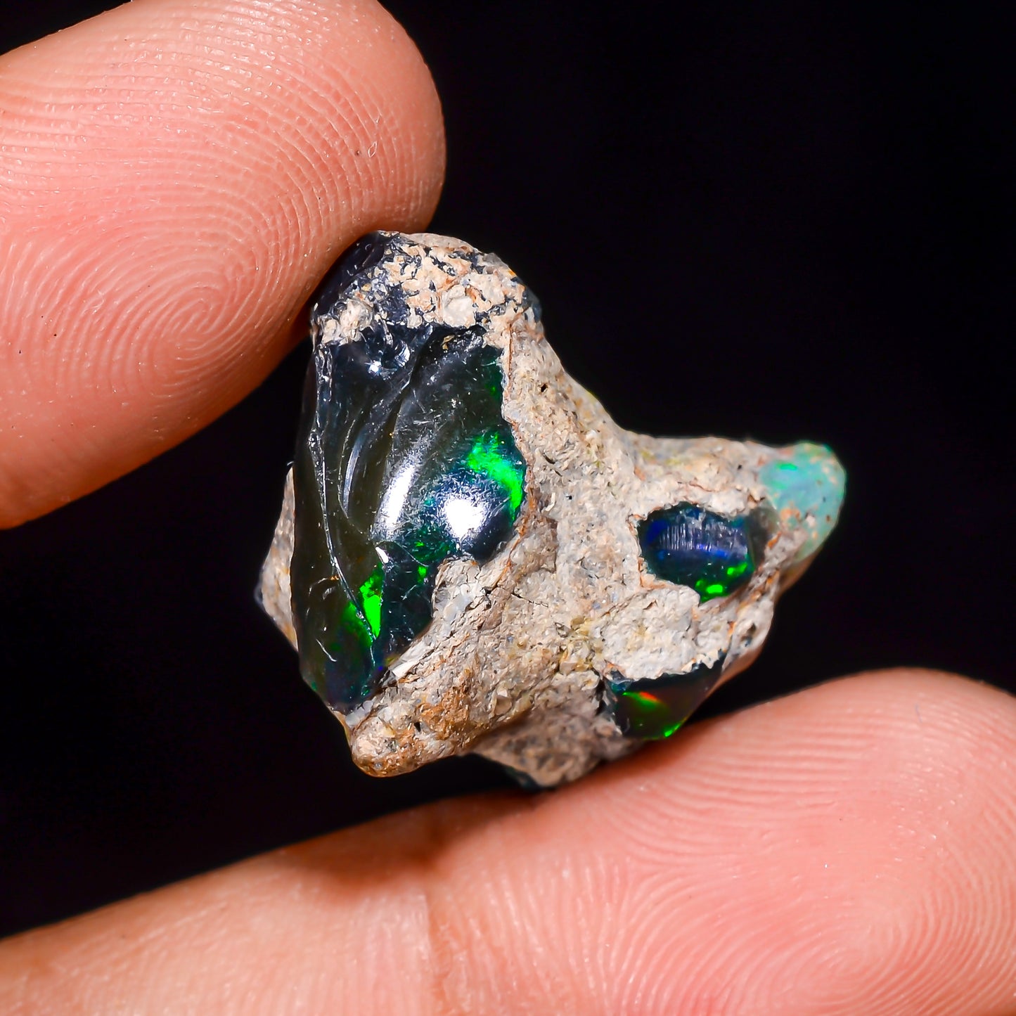Black Opal 20.00 Carats | Natural Black Ethiopian Opal Rough - Ready for Cutting & Jewelry