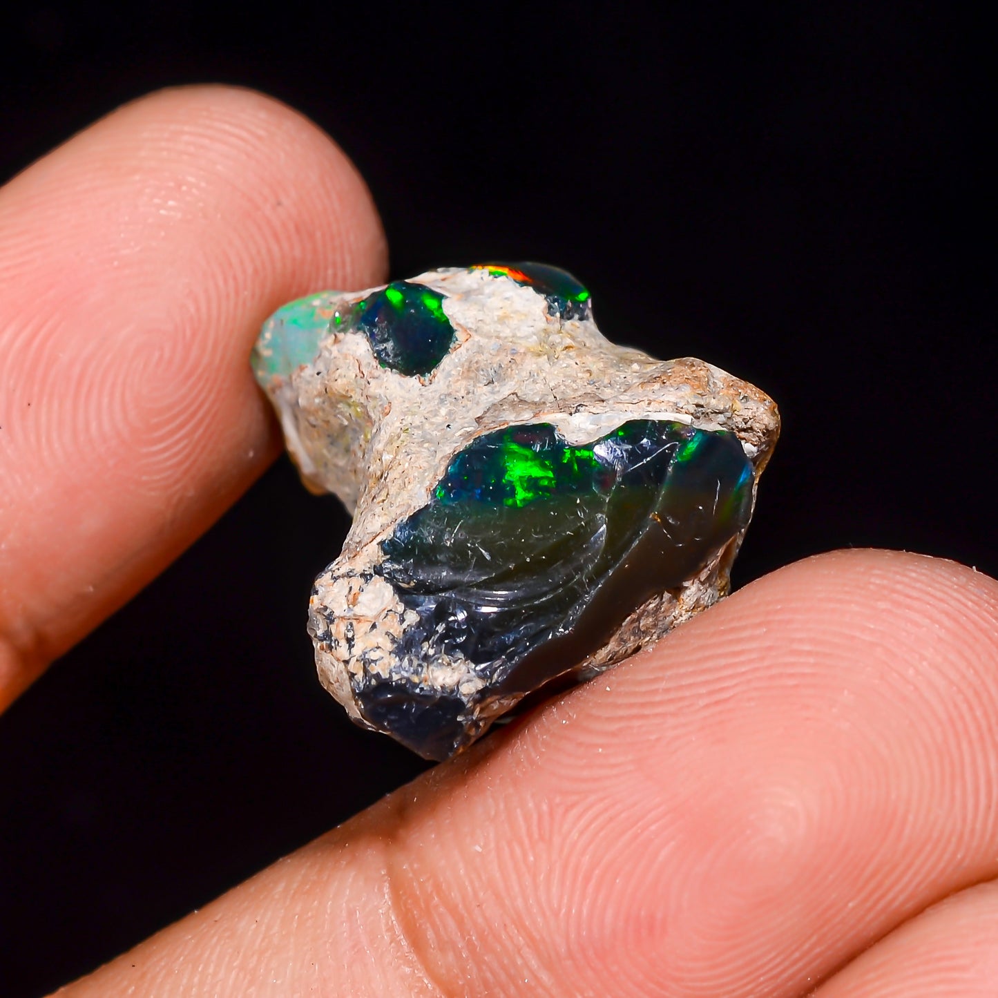 Black Opal 20.00 Carats | Natural Black Ethiopian Opal Rough - Ready for Cutting & Jewelry