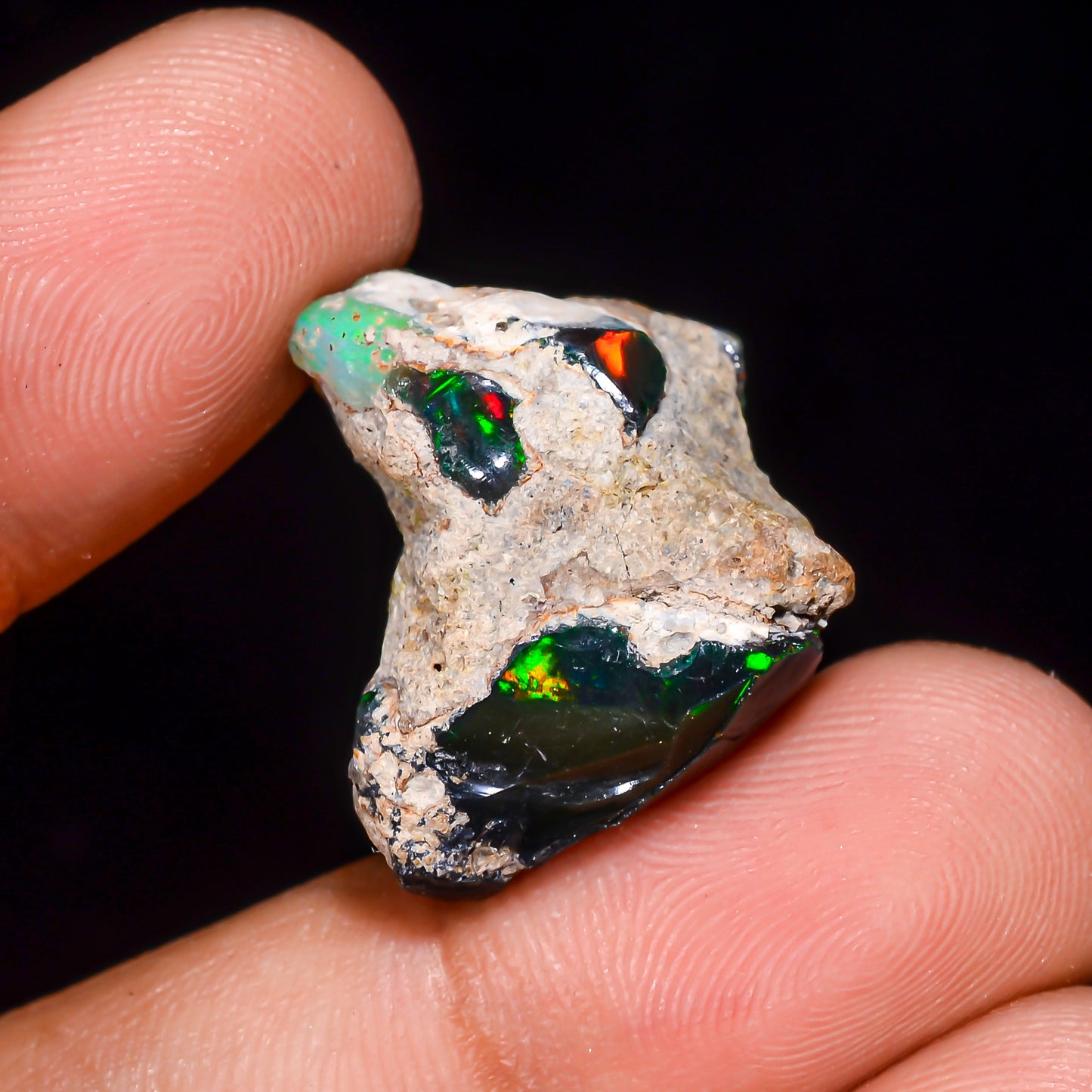 Black Opal 20.00 Carats | Natural Black Ethiopian Opal Rough - Ready for Cutting & Jewelry