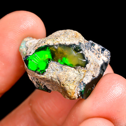 Black Opal 20.00 Carats | Natural Black Ethiopian Opal Rough - Ready for Cutting & Jewelry