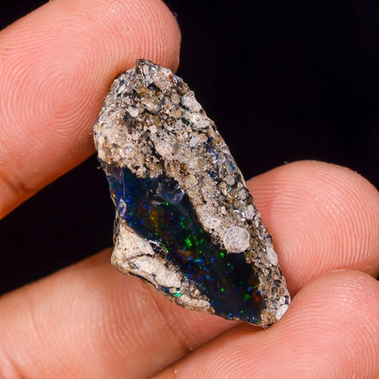 Black Opal 15.5 Carats | Natural Black Ethiopian Opal Rough - Ready for Cutting & Jewelry