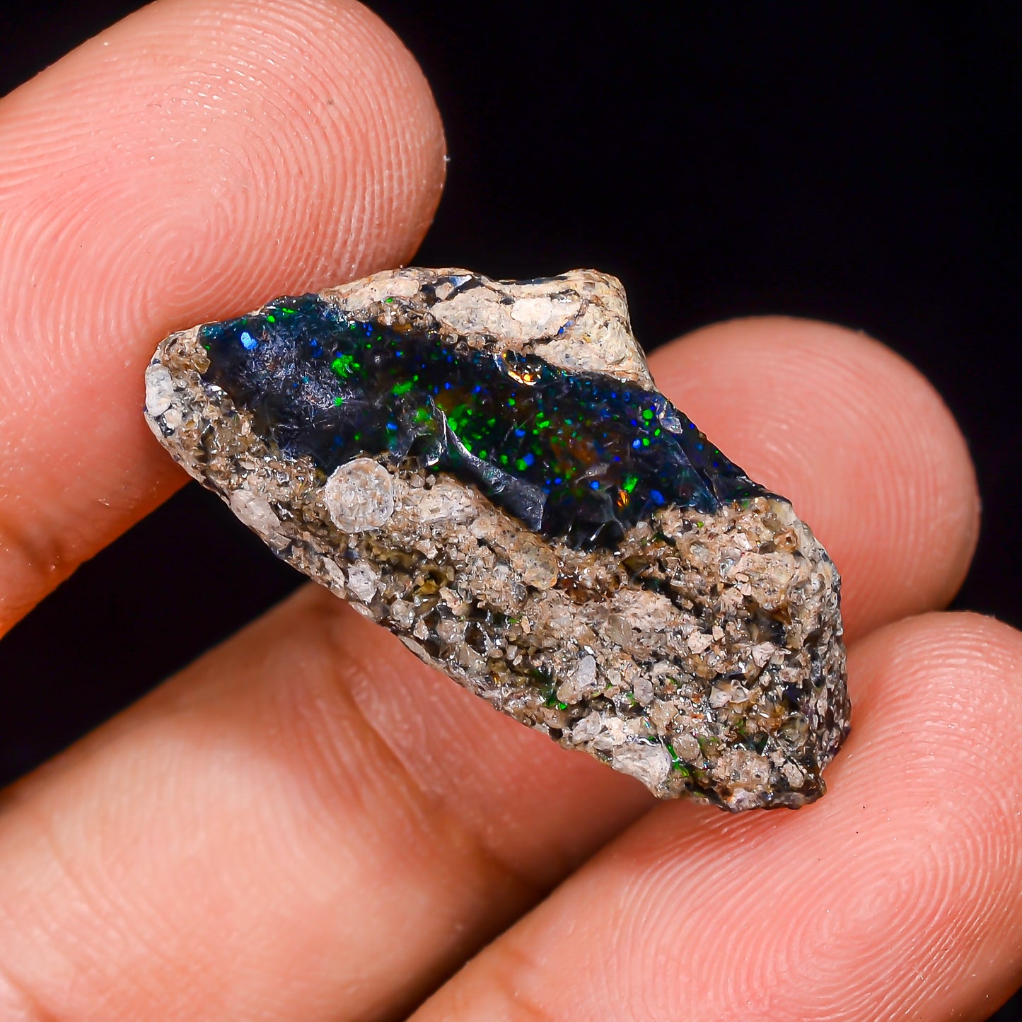 Black Opal 15.5 Carats | Natural Black Ethiopian Opal Rough - Ready for Cutting & Jewelry
