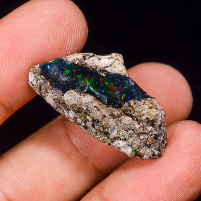 Black Opal 15.5 Carats | Natural Black Ethiopian Opal Rough - Ready for Cutting & Jewelry