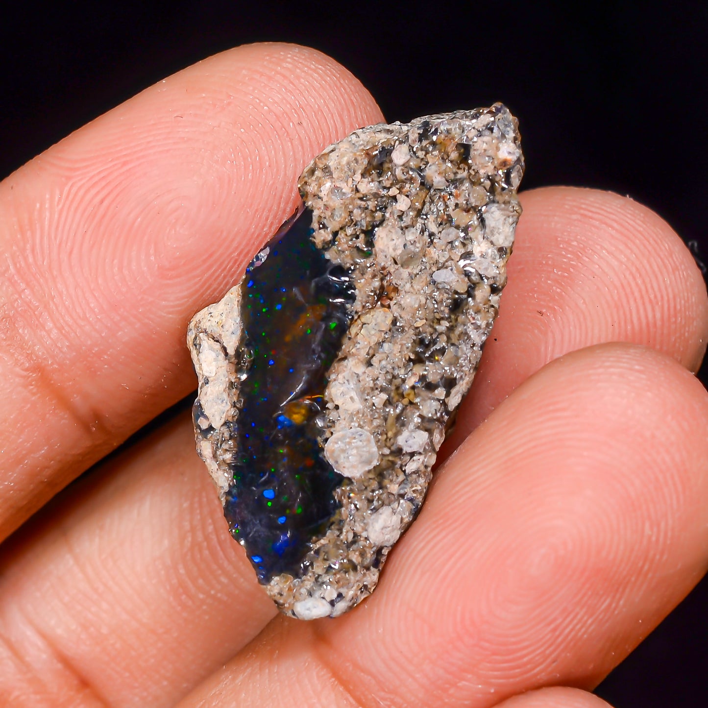Black Opal 15.5 Carats | Natural Black Ethiopian Opal Rough - Ready for Cutting & Jewelry