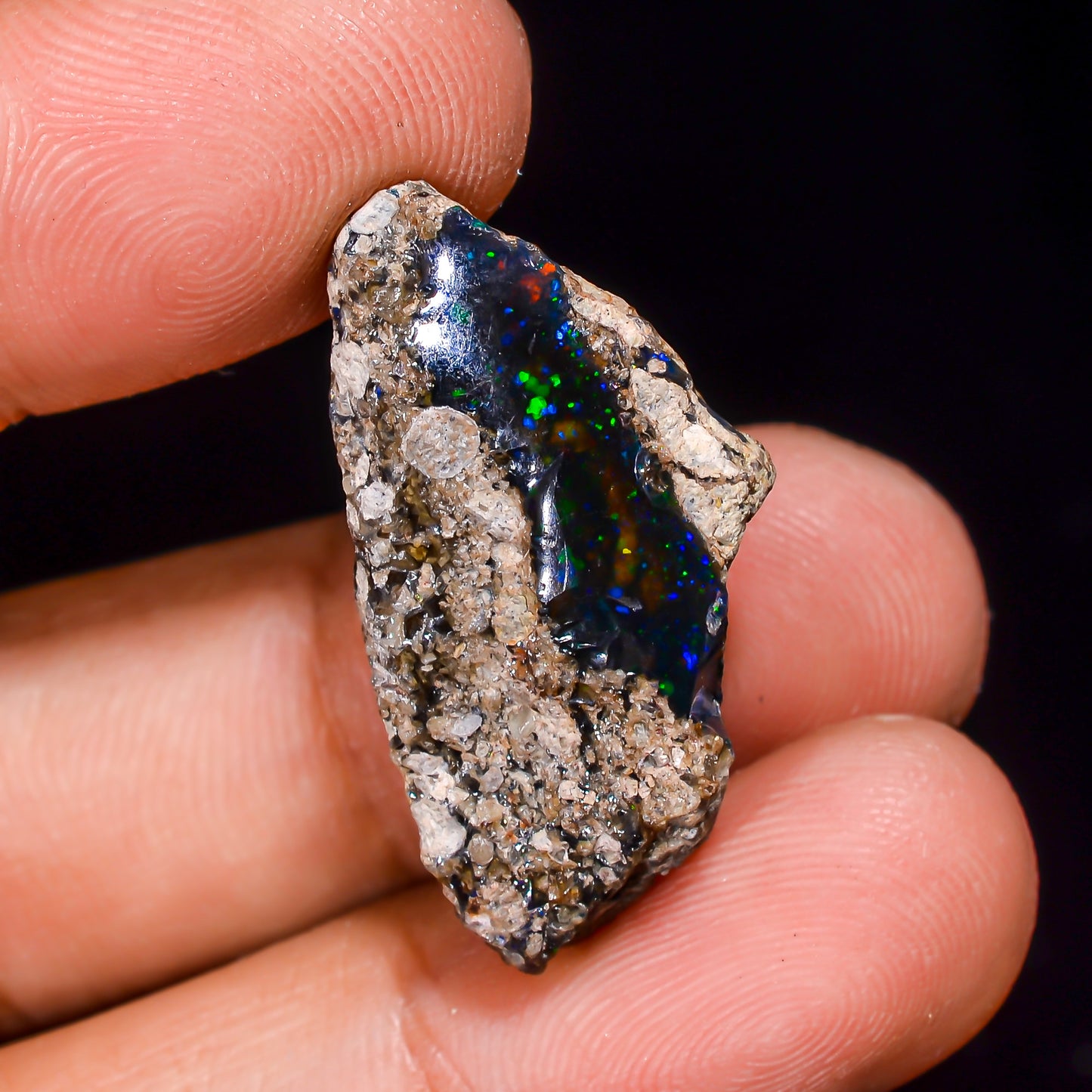 Black Opal 15.5 Carats | Natural Black Ethiopian Opal Rough - Ready for Cutting & Jewelry