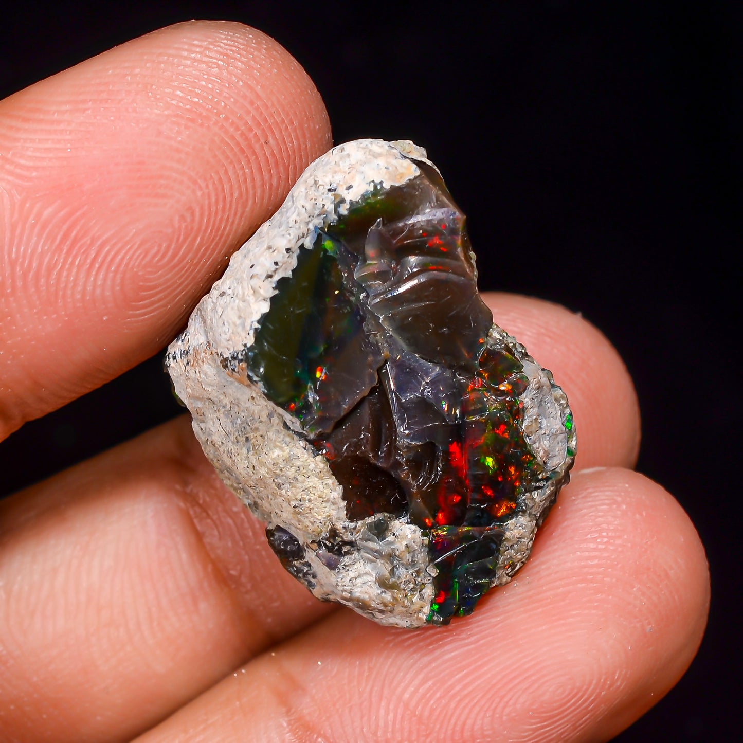 Black Opal 21.5 Carats | Natural Black Ethiopian Opal Rough - Ready for Cutting & Jewelry