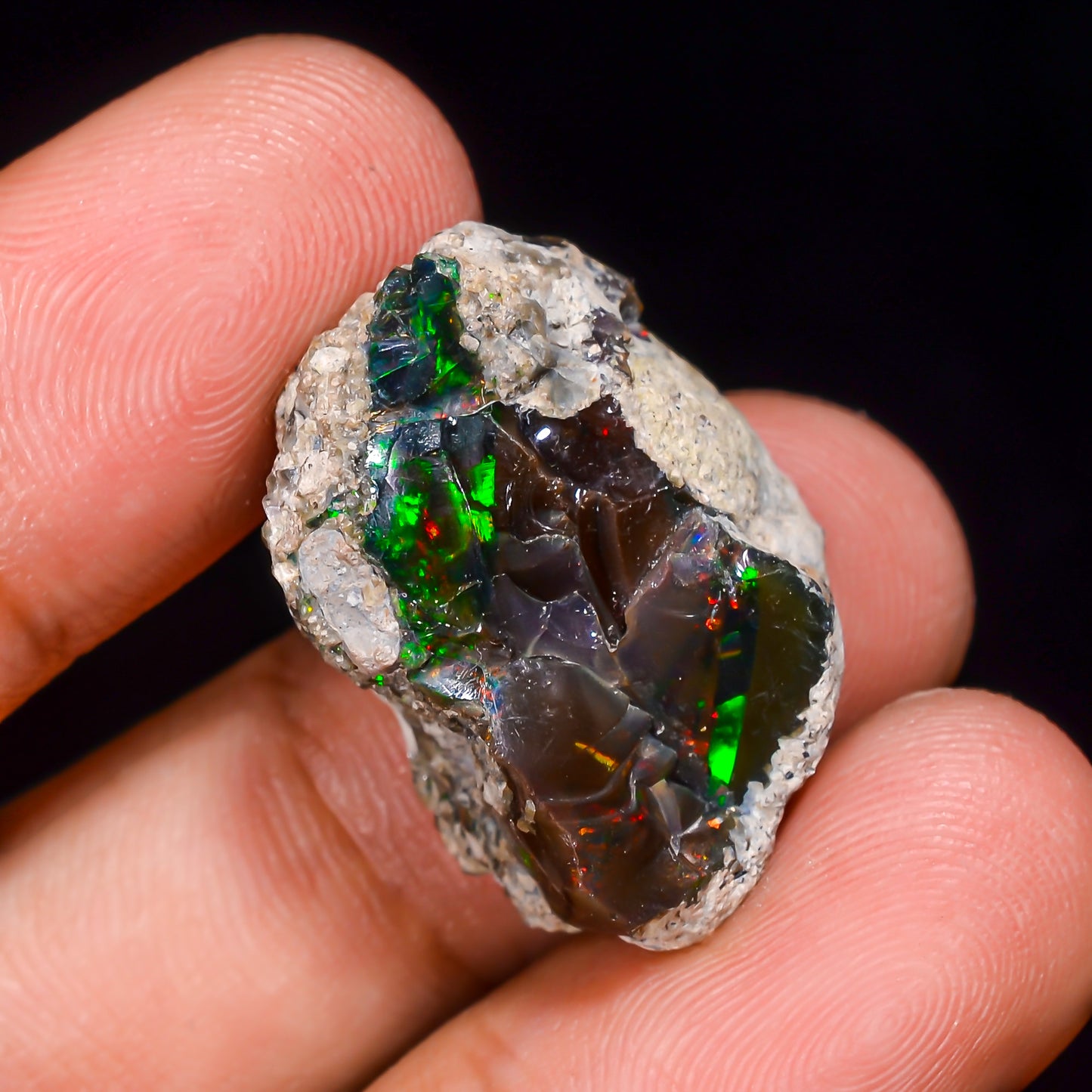Black Opal 21.5 Carats | Natural Black Ethiopian Opal Rough - Ready for Cutting & Jewelry