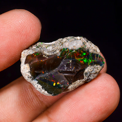 Black Opal 21.5 Carats | Natural Black Ethiopian Opal Rough - Ready for Cutting & Jewelry