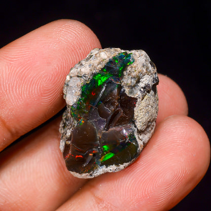 Black Opal 21.5 Carats | Natural Black Ethiopian Opal Rough - Ready for Cutting & Jewelry