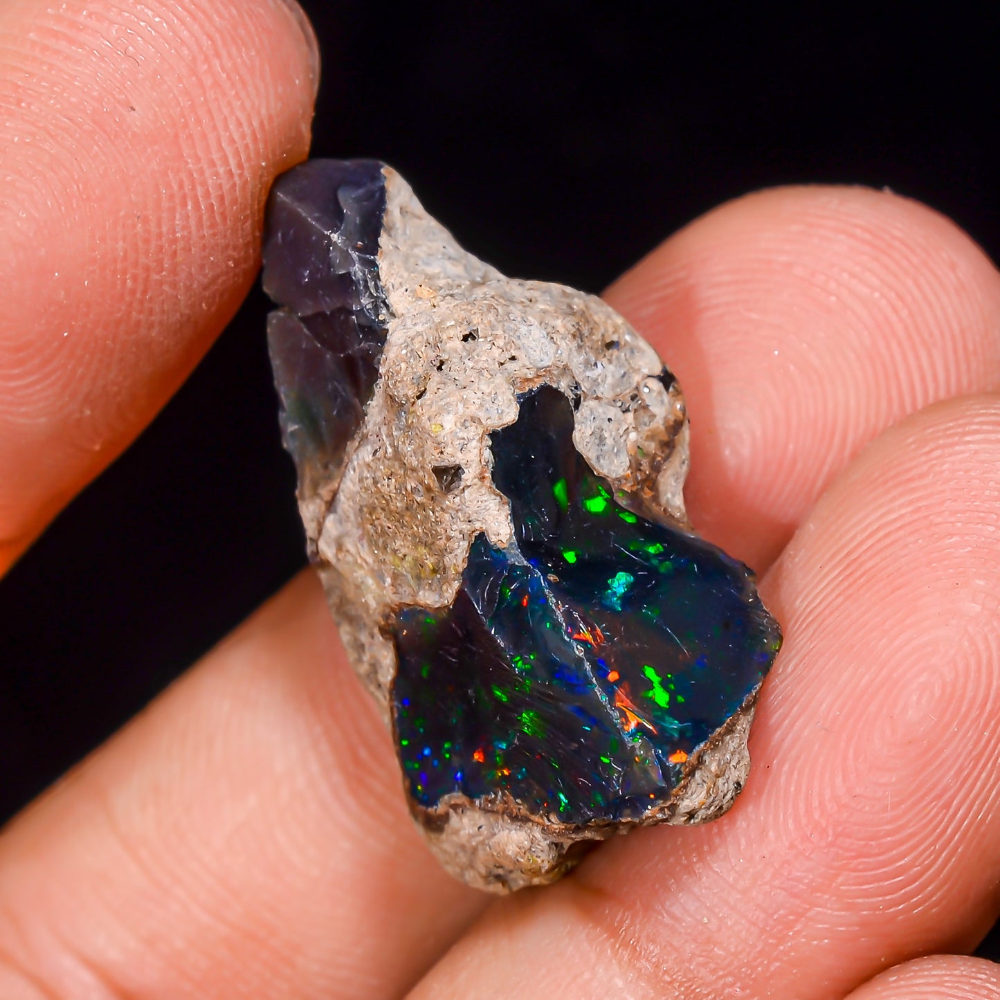 Black Opal 13.5 Carats | Natural Black Ethiopian Opal Rough - Ready for Cutting & Jewelry