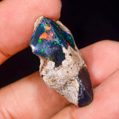 Black Opal 13.5 Carats | Natural Black Ethiopian Opal Rough - Ready for Cutting & Jewelry
