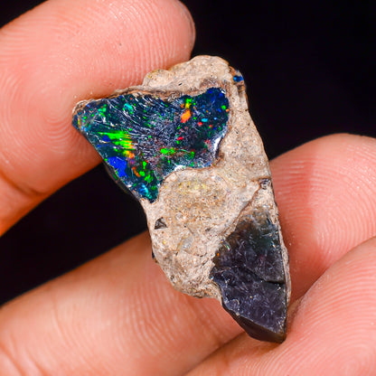 Black Opal 13.5 Carats | Natural Black Ethiopian Opal Rough - Ready for Cutting & Jewelry