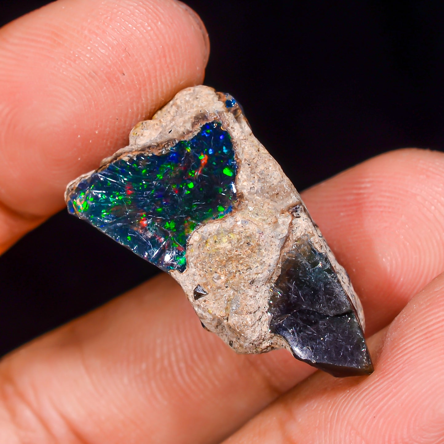 Black Opal 13.5 Carats | Natural Black Ethiopian Opal Rough - Ready for Cutting & Jewelry