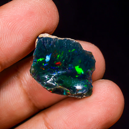 Black Opal 6.00 Carats | Natural Black Ethiopian Opal Rough - Ready for Cutting & Jewelry