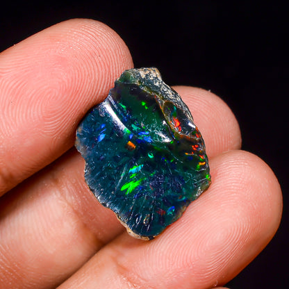 Black Opal 6.00 Carats | Natural Black Ethiopian Opal Rough - Ready for Cutting & Jewelry