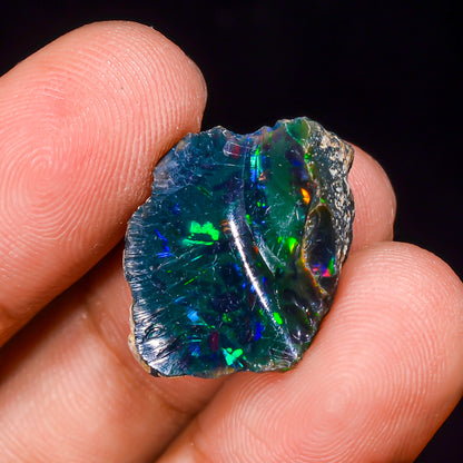 Black Opal 6.00 Carats | Natural Black Ethiopian Opal Rough - Ready for Cutting & Jewelry