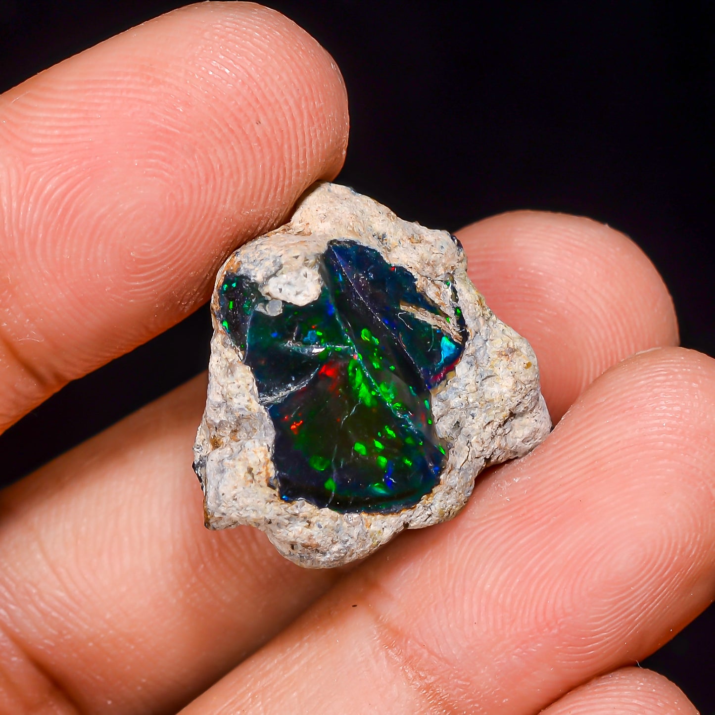 Black Opal 11.5 Carats | Natural Black Ethiopian Opal Rough - Ready for Cutting & Jewelry