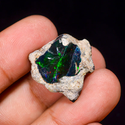 Black Opal 11.5 Carats | Natural Black Ethiopian Opal Rough - Ready for Cutting & Jewelry