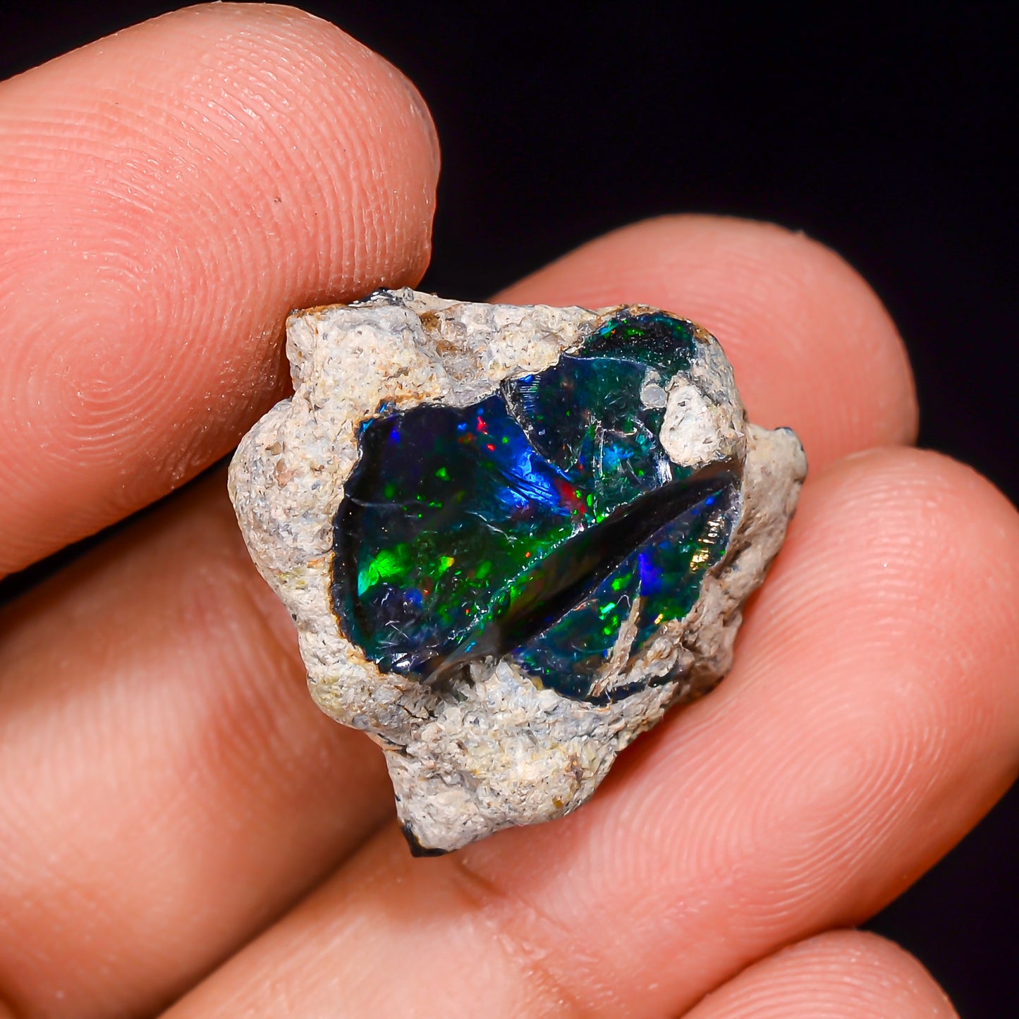 Black Opal 11.5 Carats | Natural Black Ethiopian Opal Rough - Ready for Cutting & Jewelry