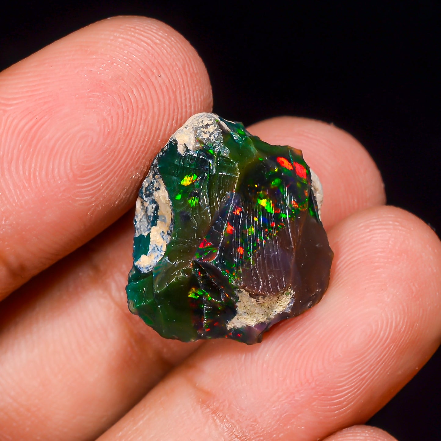 Black Opal 10.5 Carats | Natural Black Ethiopian Opal Rough - Ready for Cutting & Jewelry