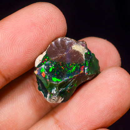 Black Opal 10.5 Carats | Natural Black Ethiopian Opal Rough - Ready for Cutting & Jewelry