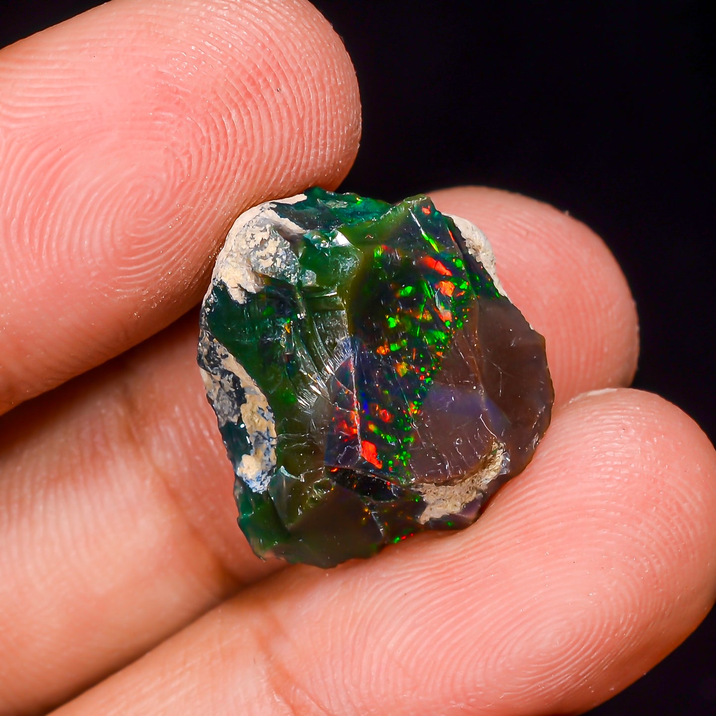 Black Opal 10.5 Carats | Natural Black Ethiopian Opal Rough - Ready for Cutting & Jewelry