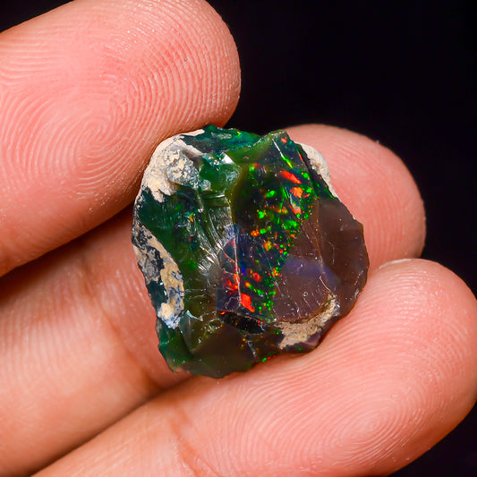 Black Opal 10.5 Carats | Natural Black Ethiopian Opal Rough - Ready for Cutting & Jewelry