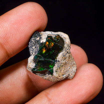 Black Opal 15.5 Carats | Natural Black Ethiopian Opal Rough - Ready for Cutting & Jewelry