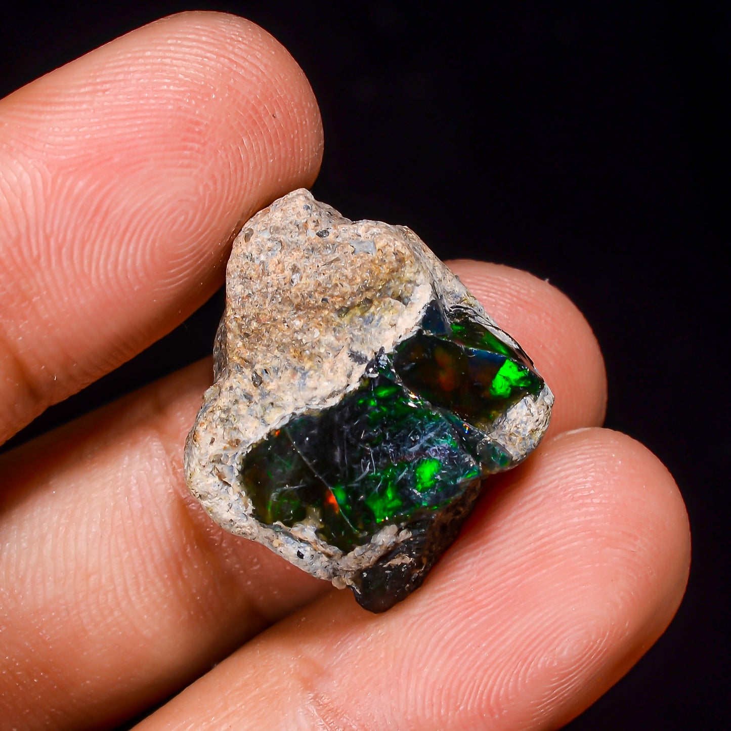 Black Opal 15.5 Carats | Natural Black Ethiopian Opal Rough - Ready for Cutting & Jewelry