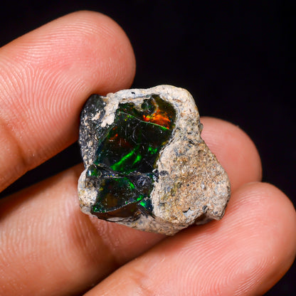 Black Opal 15.5 Carats | Natural Black Ethiopian Opal Rough - Ready for Cutting & Jewelry