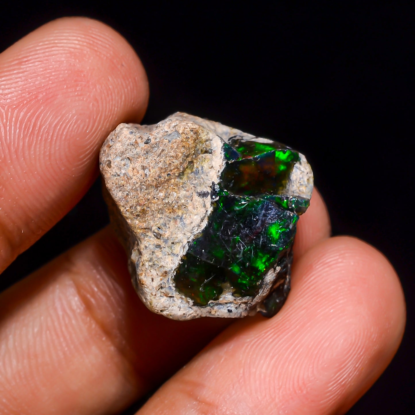 Black Opal 15.5 Carats | Natural Black Ethiopian Opal Rough - Ready for Cutting & Jewelry