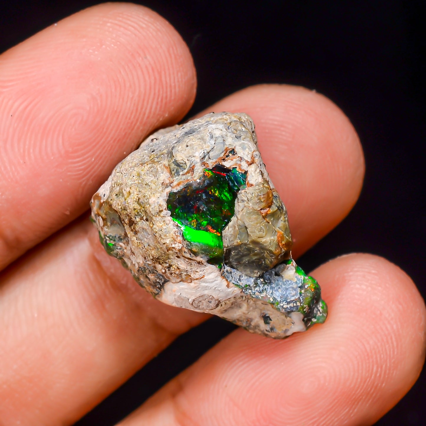 Black Opal 15.00 Carats | Natural Black Ethiopian Opal Rough - Ready for Cutting & Jewelry