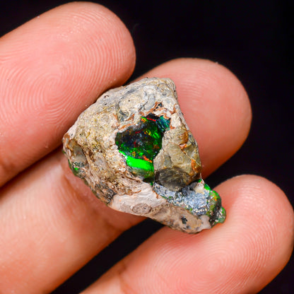 Black Opal 15.00 Carats | Natural Black Ethiopian Opal Rough - Ready for Cutting & Jewelry