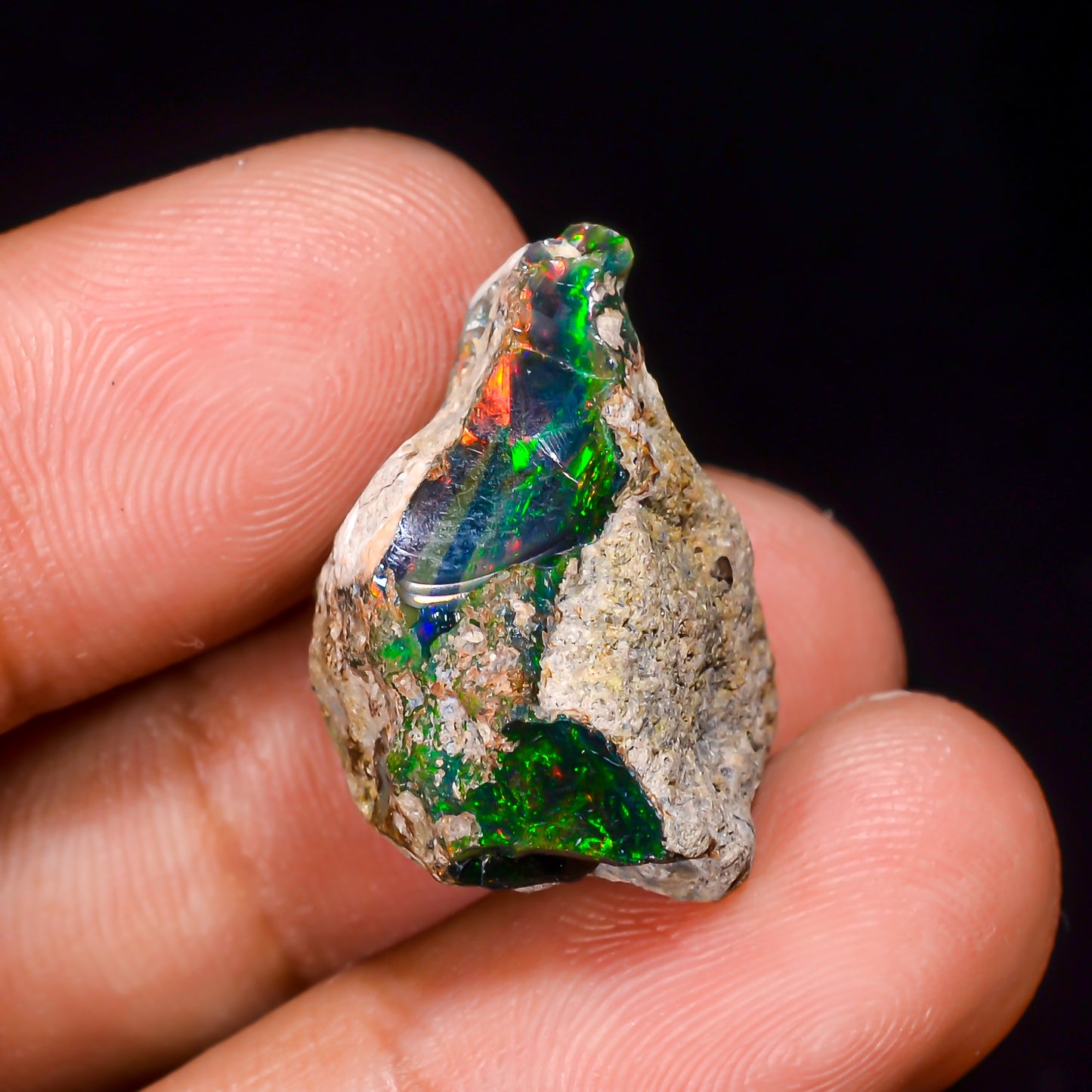 Black Opal 15.00 Carats | Natural Black Ethiopian Opal Rough - Ready for Cutting & Jewelry