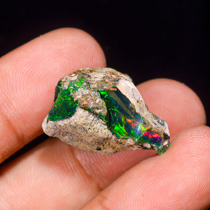 Black Opal 15.00 Carats | Natural Black Ethiopian Opal Rough - Ready for Cutting & Jewelry