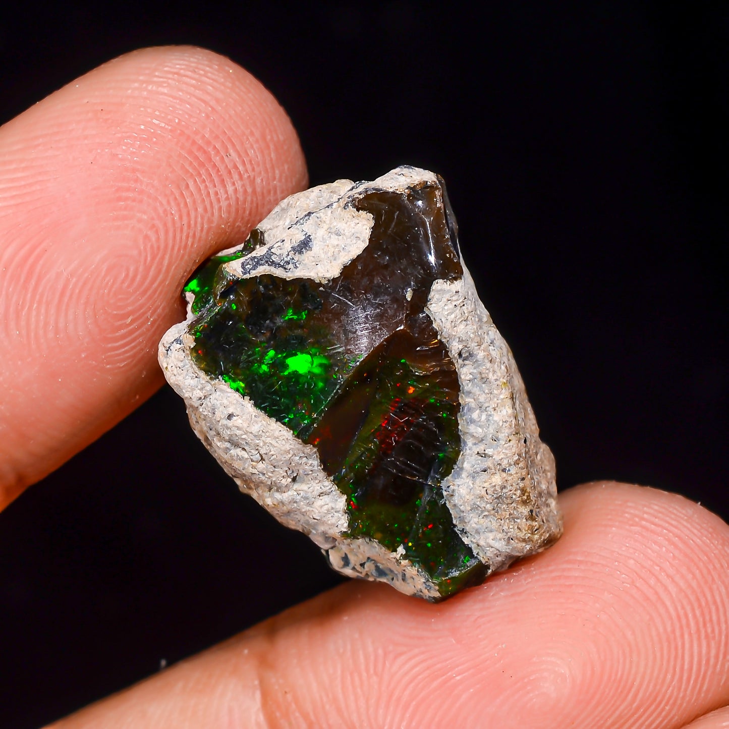 Black Opal 13.00 Carats | Natural Black Ethiopian Opal Rough - Ready for Cutting & Jewelry