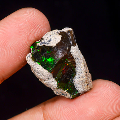 Black Opal 13.00 Carats | Natural Black Ethiopian Opal Rough - Ready for Cutting & Jewelry