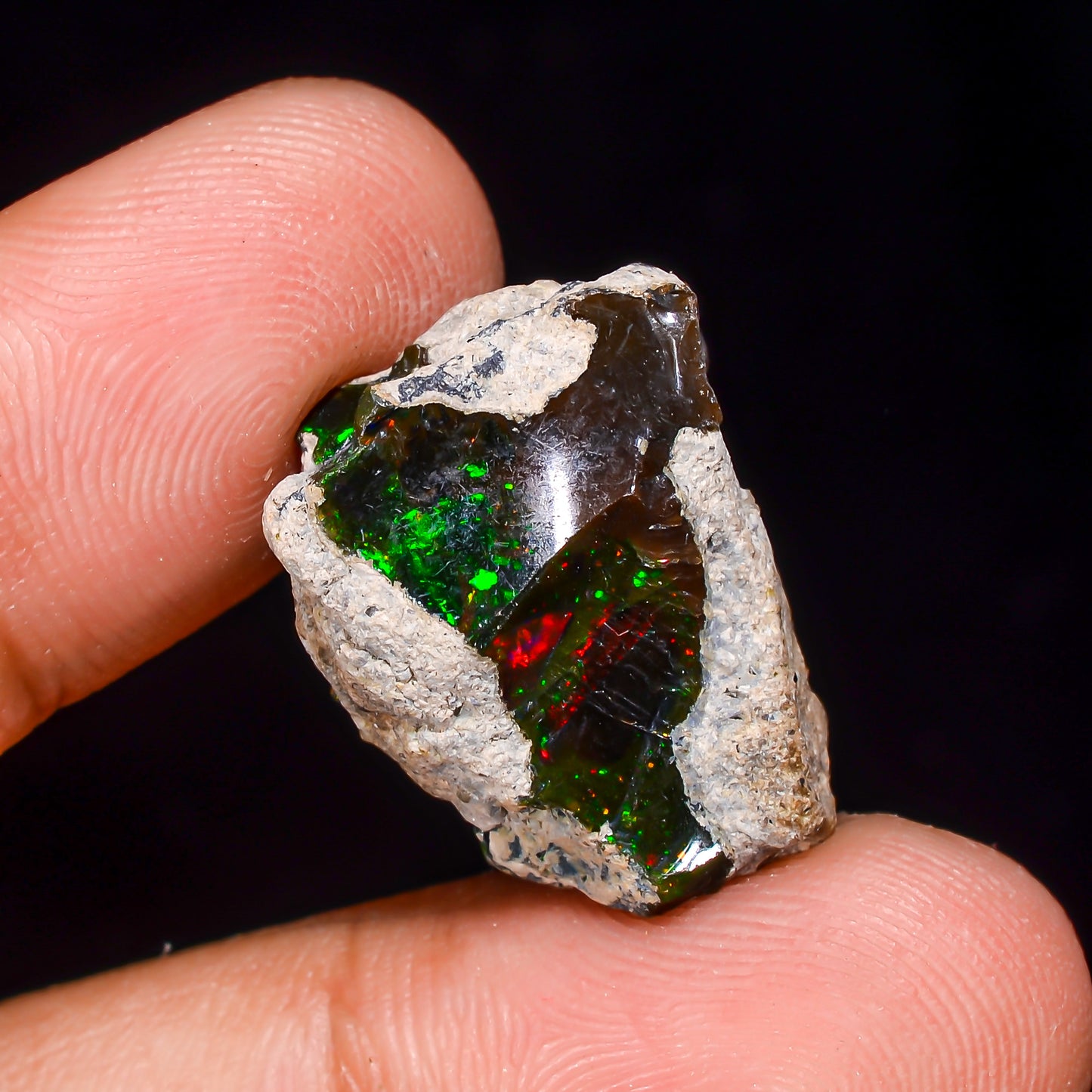 Black Opal 13.00 Carats | Natural Black Ethiopian Opal Rough - Ready for Cutting & Jewelry