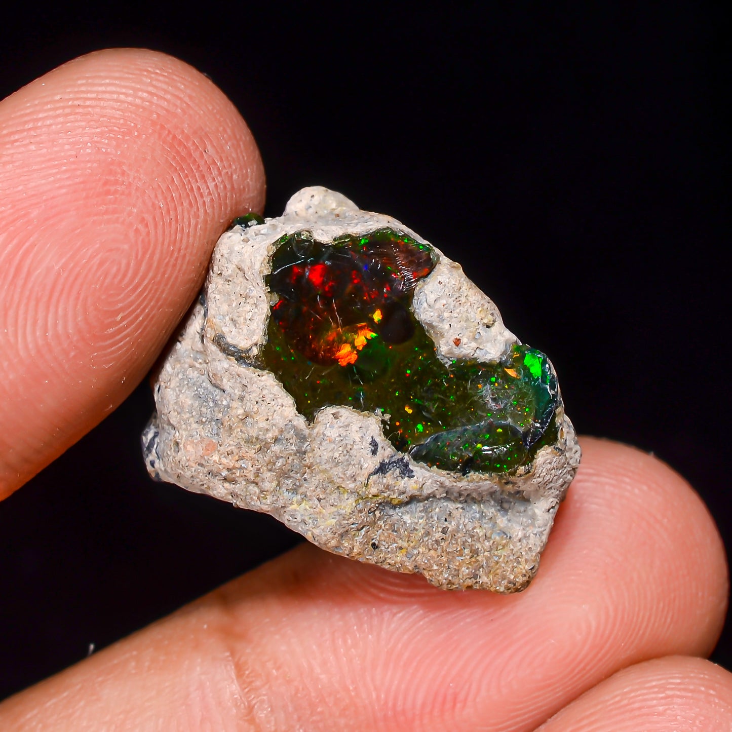 Black Opal 13.00 Carats | Natural Black Ethiopian Opal Rough - Ready for Cutting & Jewelry