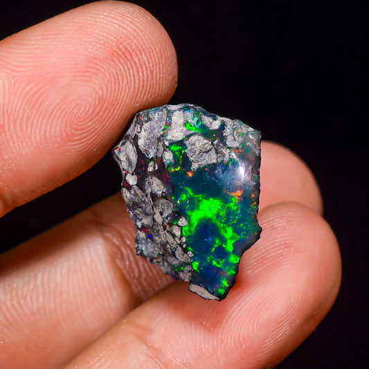 Black Opal 14.00 Carats | Natural Black Ethiopian Opal Rough - Ready for Cutting & Jewelry