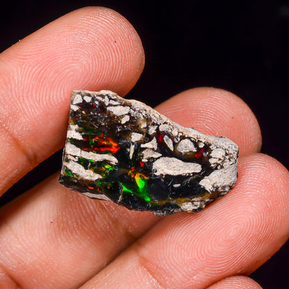 Black Opal 13.00 Carats | Natural Black Ethiopian Opal Rough - Ready for Cutting & Jewelry