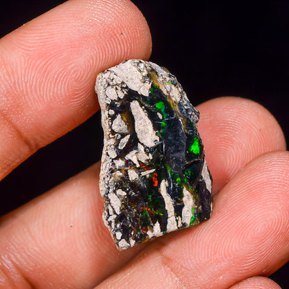 Black Opal 13.00 Carats | Natural Black Ethiopian Opal Rough - Ready for Cutting & Jewelry