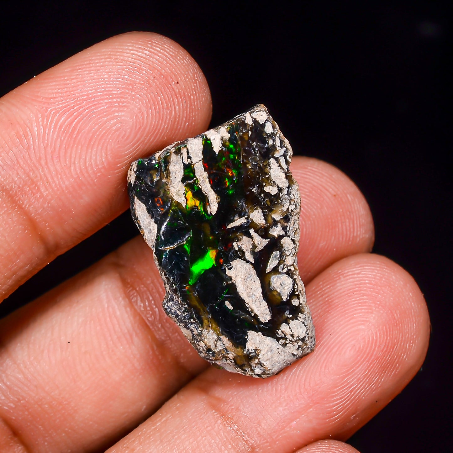 Black Opal 13.00 Carats | Natural Black Ethiopian Opal Rough - Ready for Cutting & Jewelry